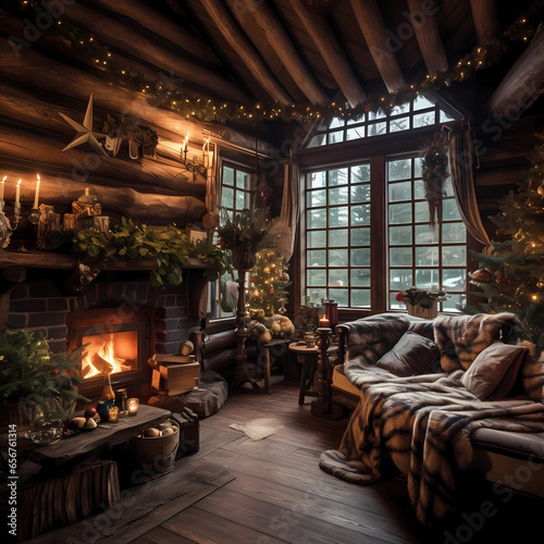 cozy home with christmas decorations, christmas, home decorations, december, christmas tree
