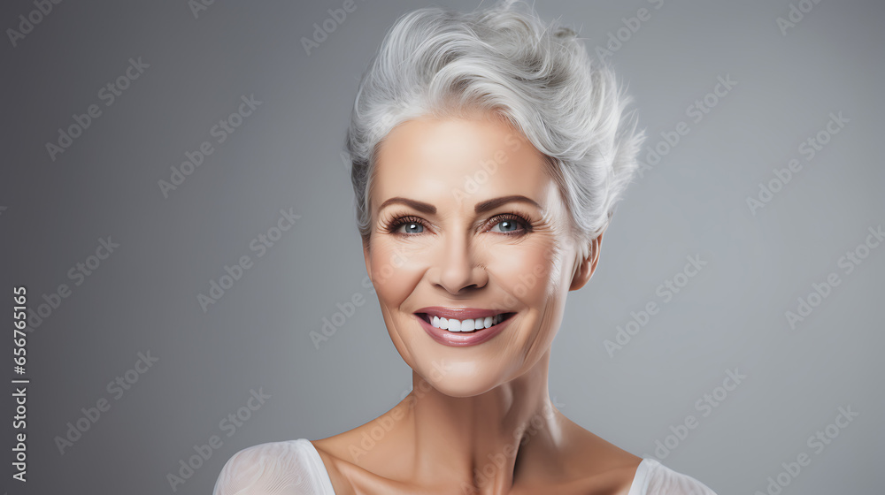 portrait of a woman, skin care, grace and charm of a mature woman whose ageless skin reflects her vibrant spirit example of the beauty found in self-confidence and self-expression, elegance, ageless