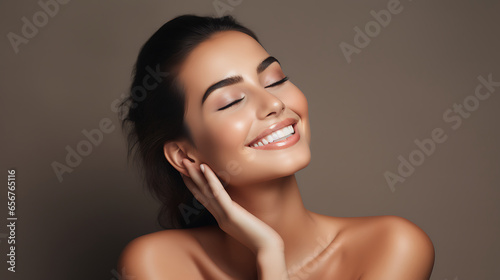 portrait of a woman, skin care, grace and charm of a mature woman whose ageless skin reflects her vibrant spirit example of the beauty found in self-confidence and self-expression, elegance, ageless photo