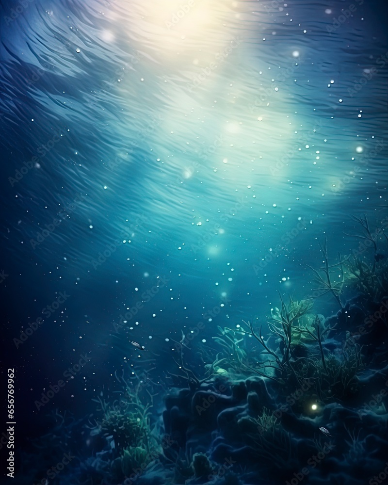 underwater world background with lightleaks bubbles and bokeh underwater world background with lightleaks bubbles and bokeh