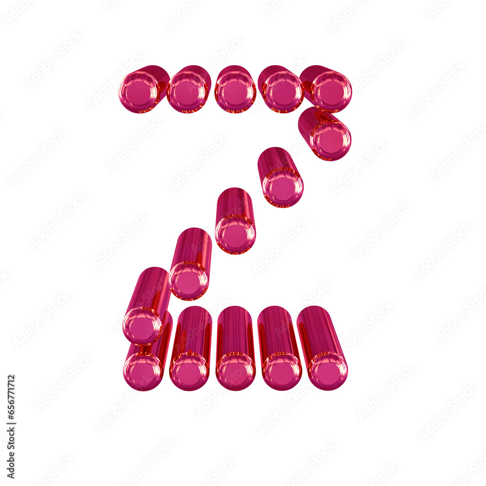 Symbol made of 3d cylinders. letter z Symbol made of 3d cylinders. letter z