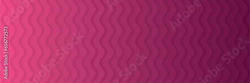 Panoramic banner with waves in pink and wine red. Dimension 3:1. Vector illustration.