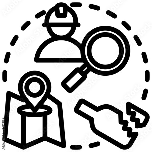 Archeological Field Survey Outline Icon