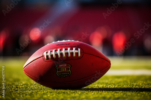 American football ball. Background with selective focus and copy space