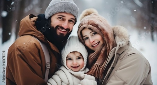 family spends time together in the winter 