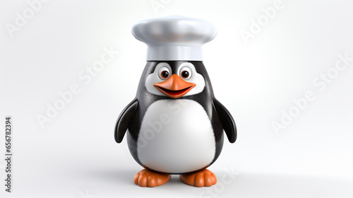 penguin in a cap and apron. ai generative © We3 Animal