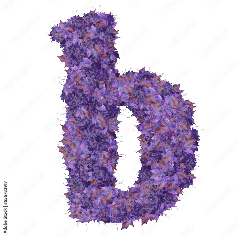 Symbol from autumn purple leaves. letter b Symbol from autumn purple leaves. letter b