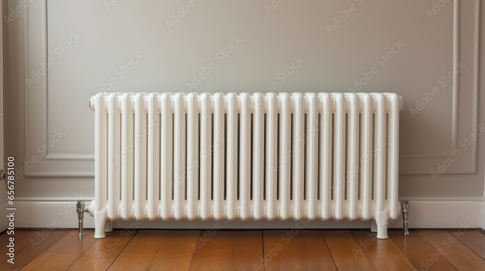 Generative AI, steel panel vertical heating radiator in the interior ...