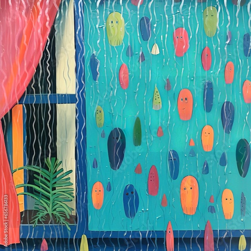 Design rain in cartoon style