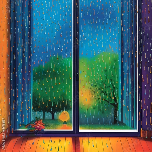 Design rain in cartoon style