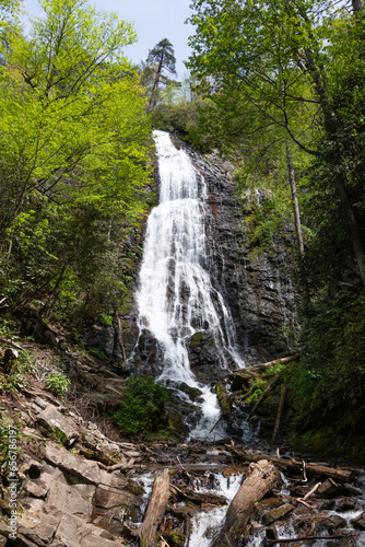 Mingo falls cascading over the rocks in the Great Smoky Mountains