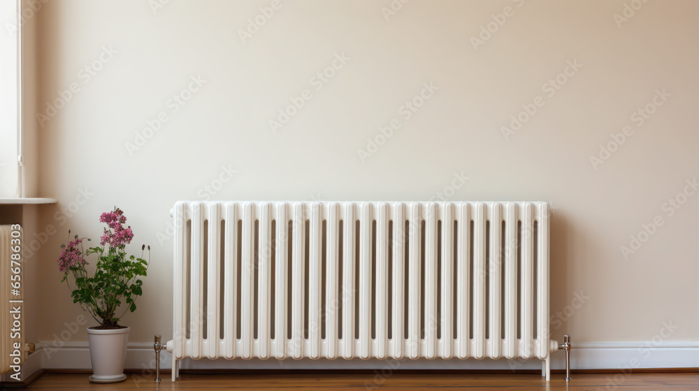 Generative AI, steel panel vertical heating radiator in the interior ...