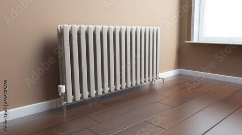 Wallpaper Mural Generative AI, steel panel vertical heating radiator in the interior, apartment, heating system in house, industrial design, heater, technology, energy, heat, battery, convection, pipe, warmth Torontodigital.ca