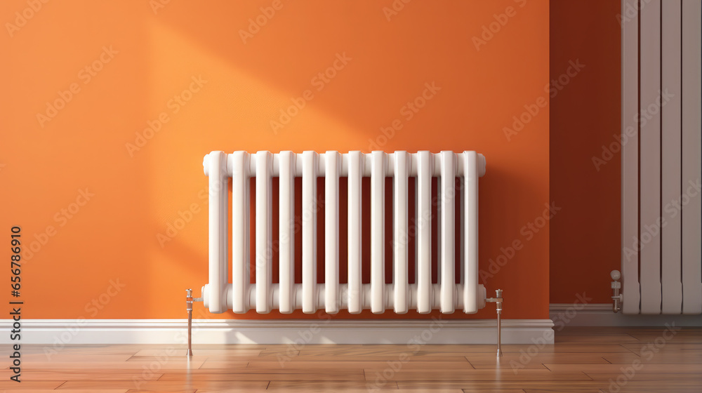 Generative AI, steel panel vertical heating radiator in the interior ...