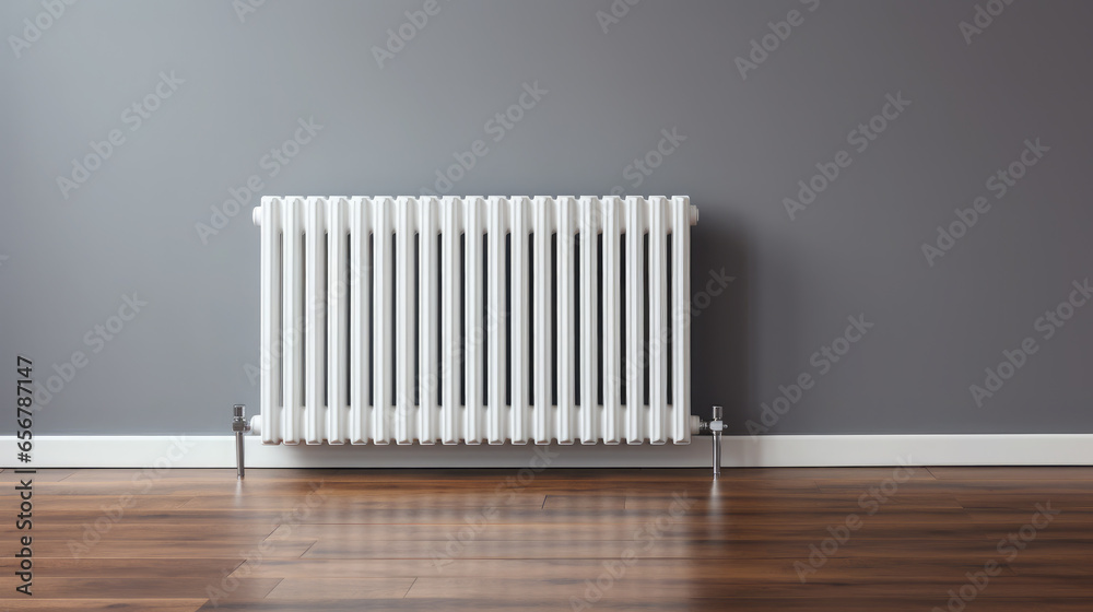 Generative AI, steel panel vertical heating radiator in the interior ...