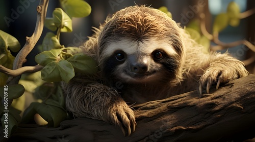 Close up portrait of a sloth Generative AI photo