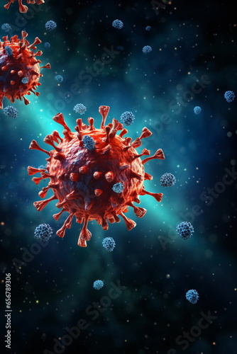 corona virus Close up macro in digital technology concept background