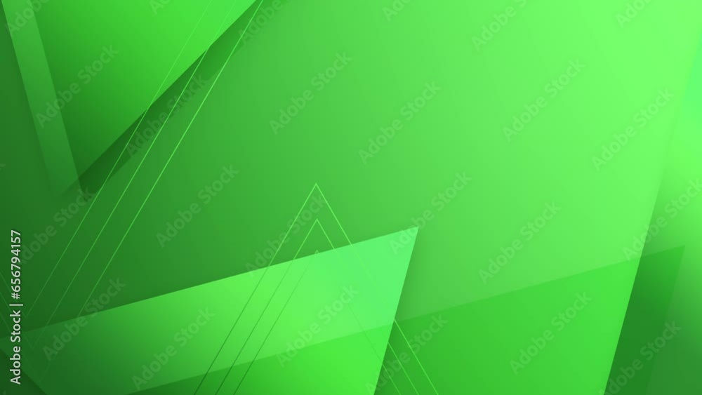 Green gradient abstract motion background with minimal triangle shapes and lines. Loop animation