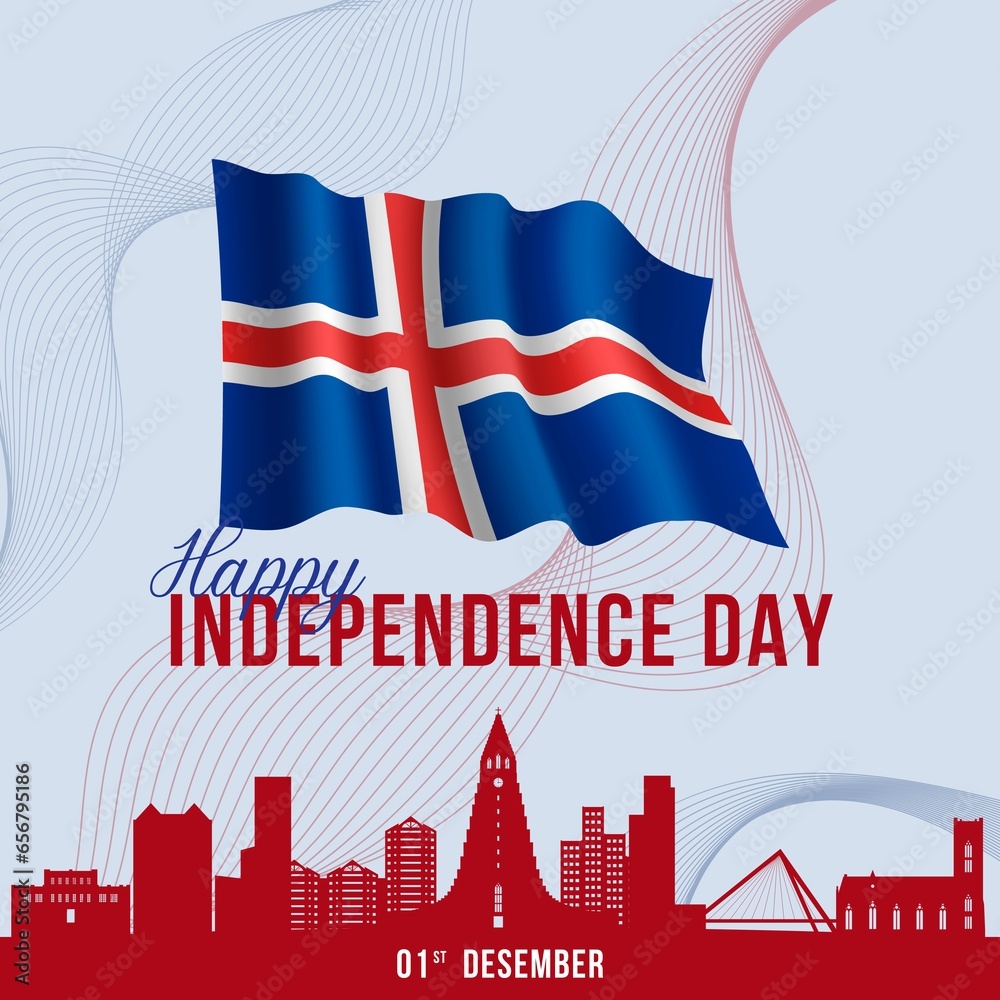 Premium Vector | Iceland independence day abstract background vector illustration