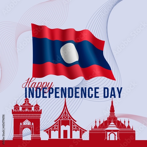Premium Vector | Vector illustration of happy laos national day