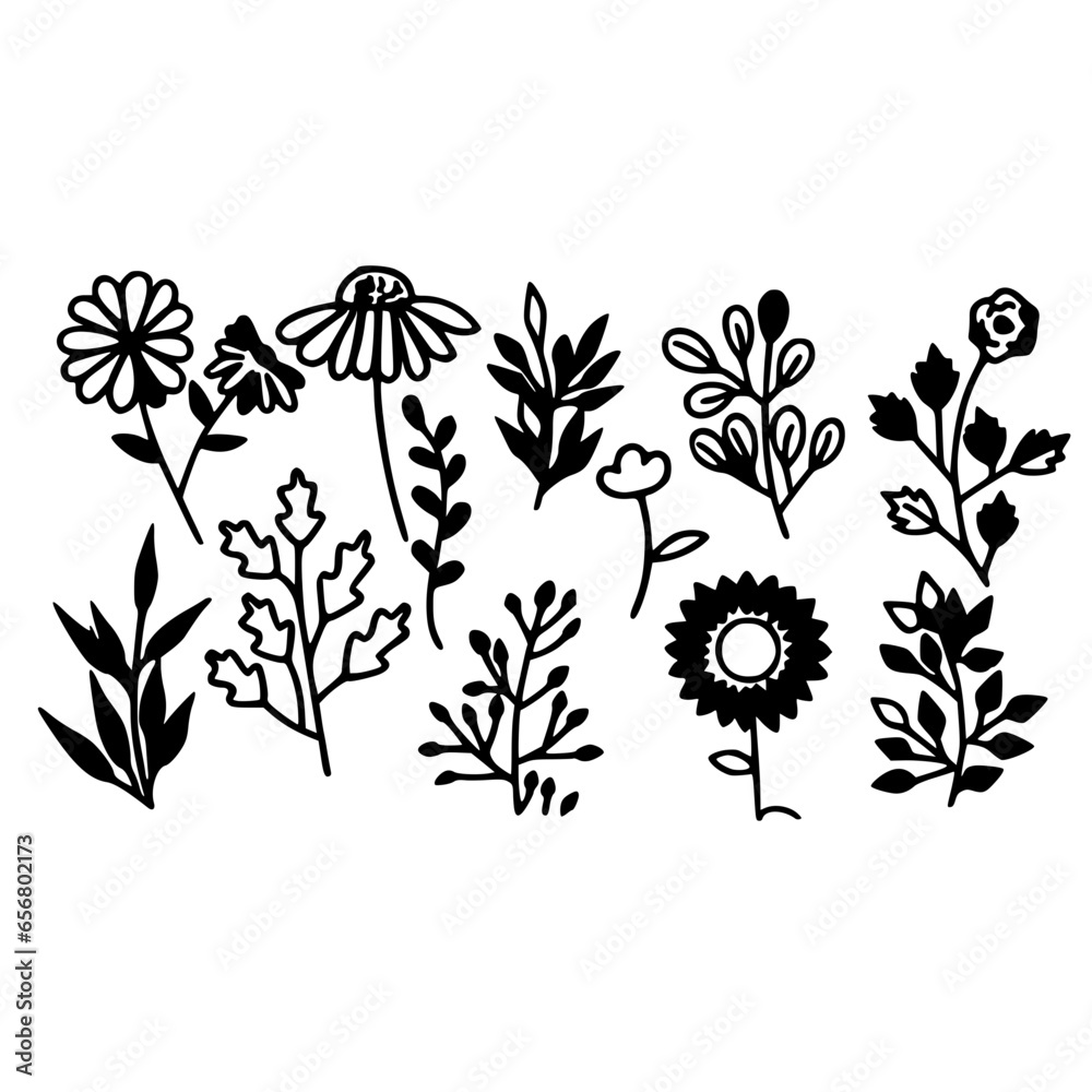 set of elements flower icon