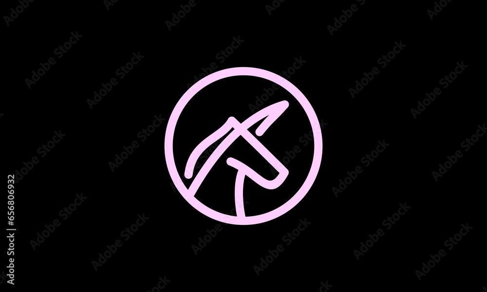unicorn head logo in monoline style