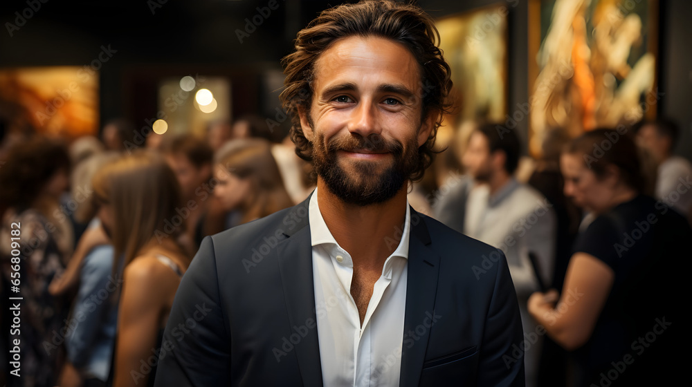 Fototapeta premium Man wearing suit at office party