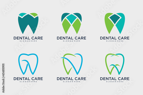 Dental care logo design template vector illustration with creative idea