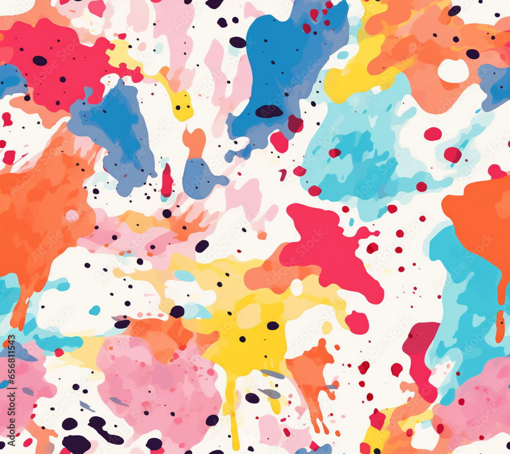 seamless pattern with colorful splashes