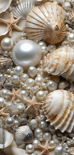seashells and pearls background © katerinka