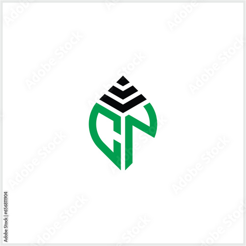 letters cn, c, n ,nc logo leaf geometric