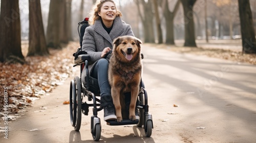 Disabled person walking their dog © Brian
