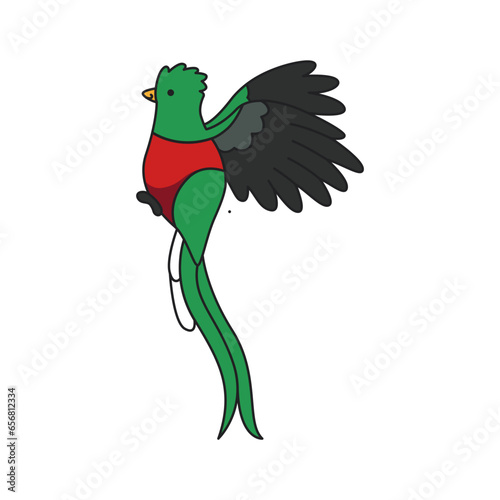 quetzal icon. Cartoon illustration of green bird vector icon for web