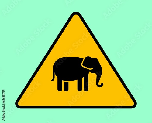 Elephant warning sign background vector
