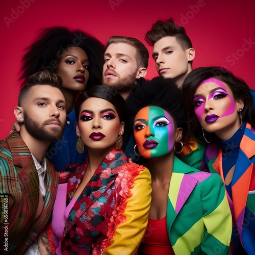 diverse group of people with various fashions and makeup