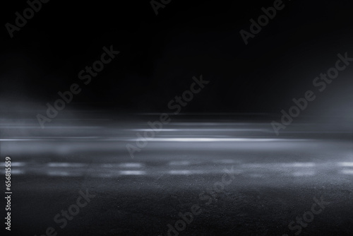 3D Rendering creative blurry outdoor asphalt background with mist light high speed