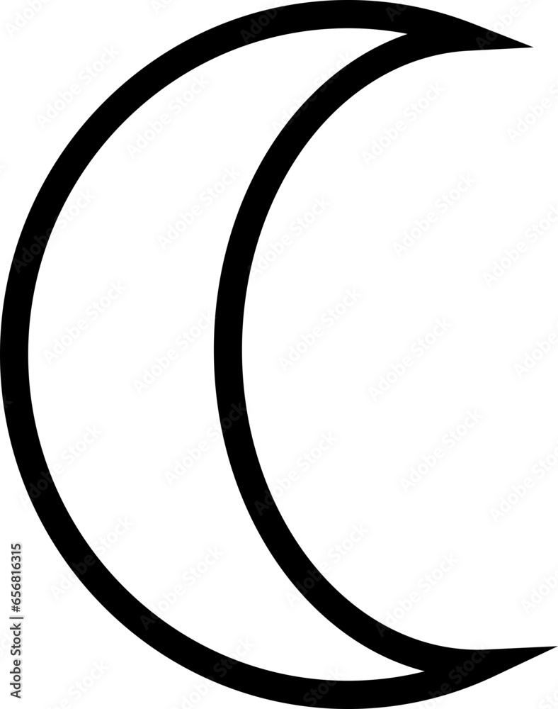 Moon line Phase Sign Symbol in a Trendy Minimal Style. Vector Icons for Creating Logos, Patterns and Web design isolated on transparent background.