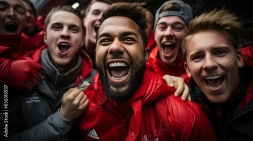 Football Frenzy: Fans Rally Together in Ecstatic Jubilation to Celebrate Their Team's Victory 