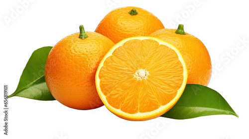 Oranges Fruit with Leaves