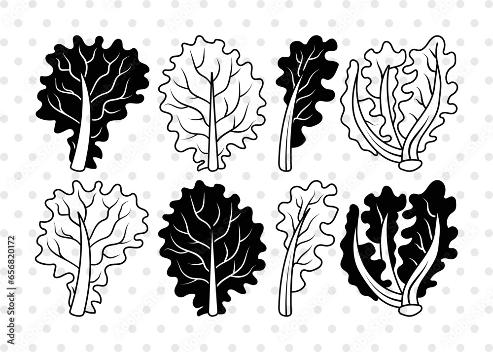 Vetor de Lettuce Svg Silhouette Outline Cricut Cut Files Png Bundle, do