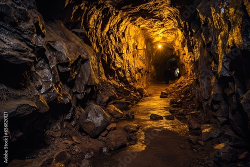 Deserted gold mine tunnel