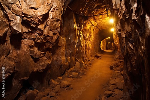 Deserted gold mine tunnel