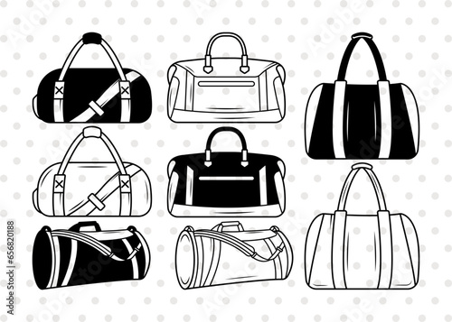 Duffel Bag SVG, Duffel Bag Silhouette, Bag Svg, Travel Bag Svg, Vacation Bag Svg, Duffel Bag Bundle