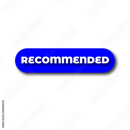 Recommended icon vector label design with thumbs up and star icon in white background