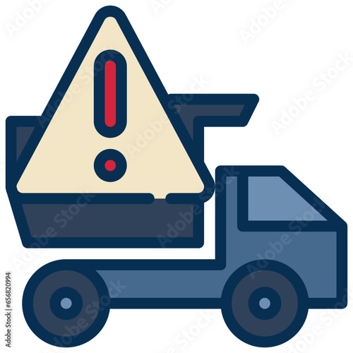 beware truck construction exclamation warning filled outline