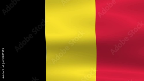 Belgium Flag Smooth Waving Animation. Wonderful Flag of the Belgium with Folds. Flag background. 4k 3D render.