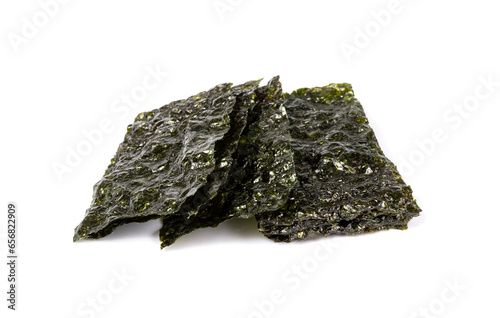 Dried Japanese seaweed isolated on white background