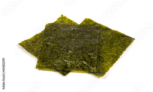 crispy nori seaweed isolated on white background.