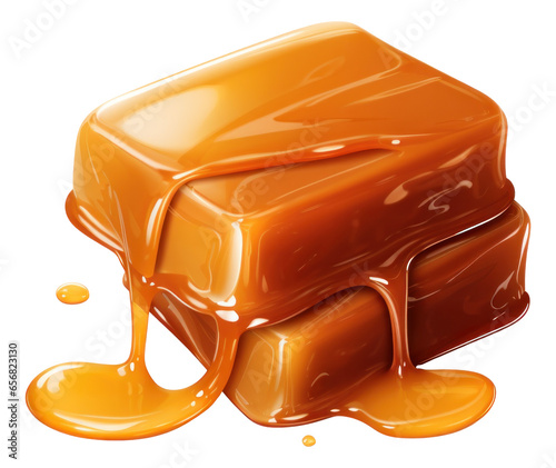 Melted caramel candy isolated.
