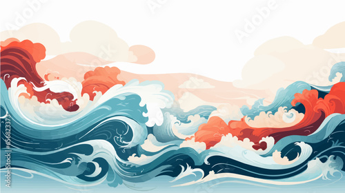 hand paint Seamless doodle simple art. Wave background.